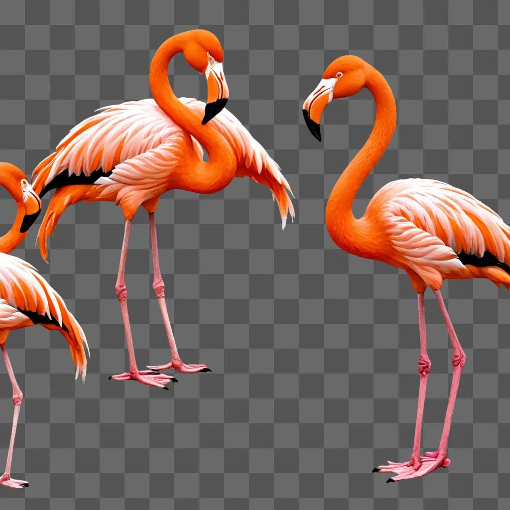 Three flamingos drawing with colour on a pink wall