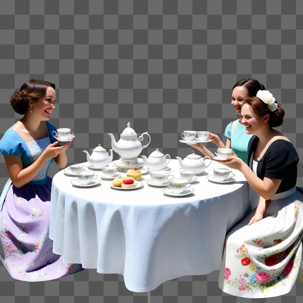 Three ladies enjoying a tea party together