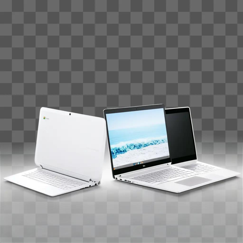 Three laptops are displayed on a white background