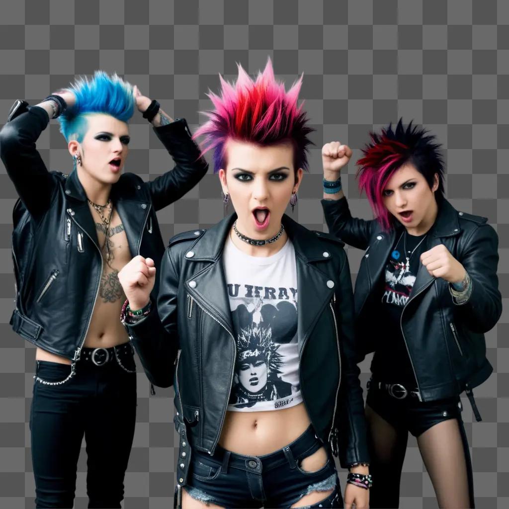 Three punk rockers pose for a photo