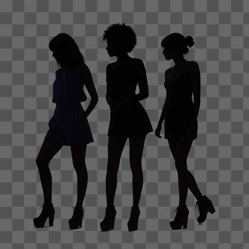 Three silhouettes in a dark room