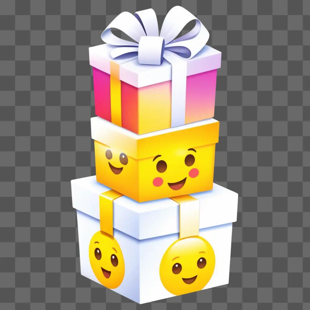 Three stacked gift emojis with smiles