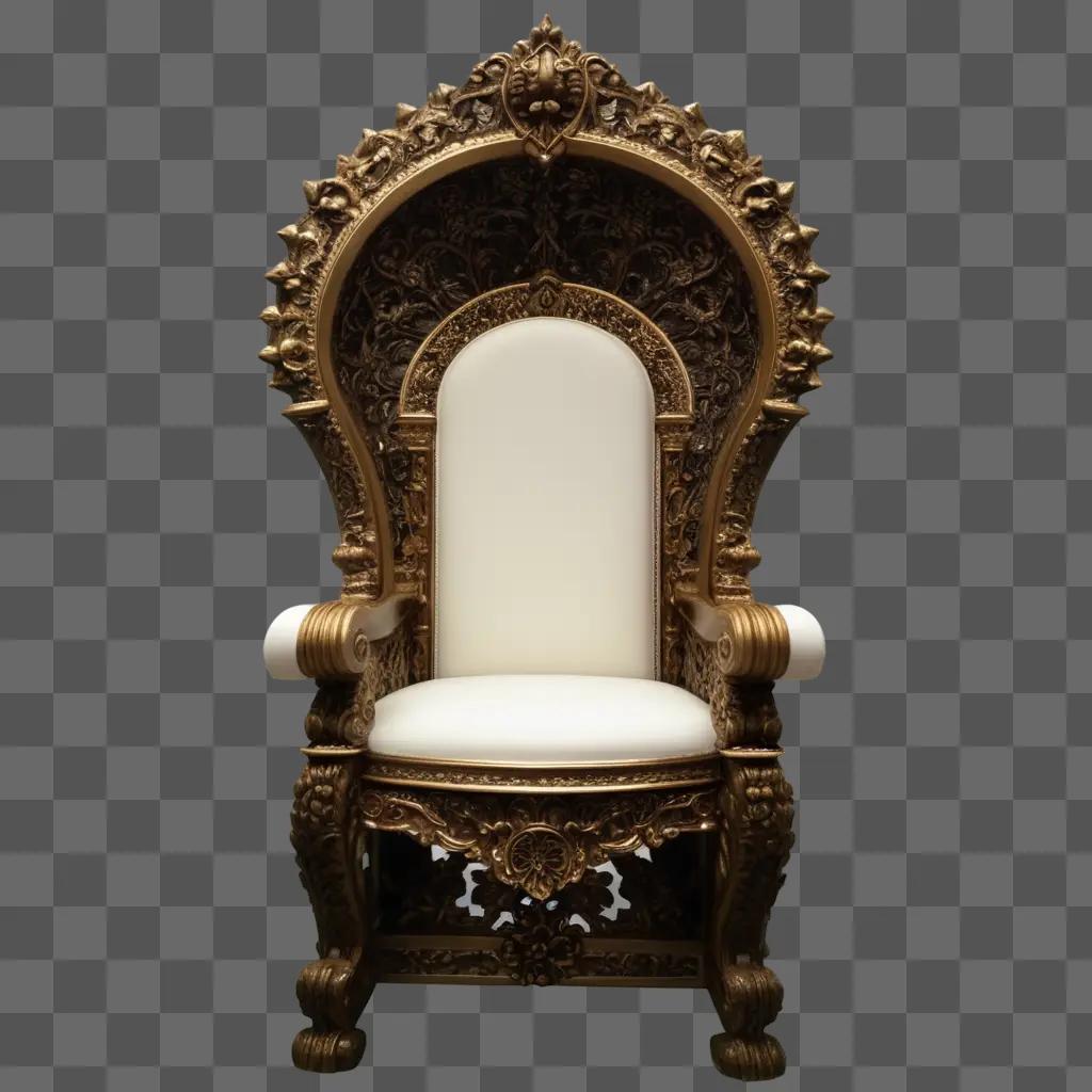 Throne chair in gold with a white cushion