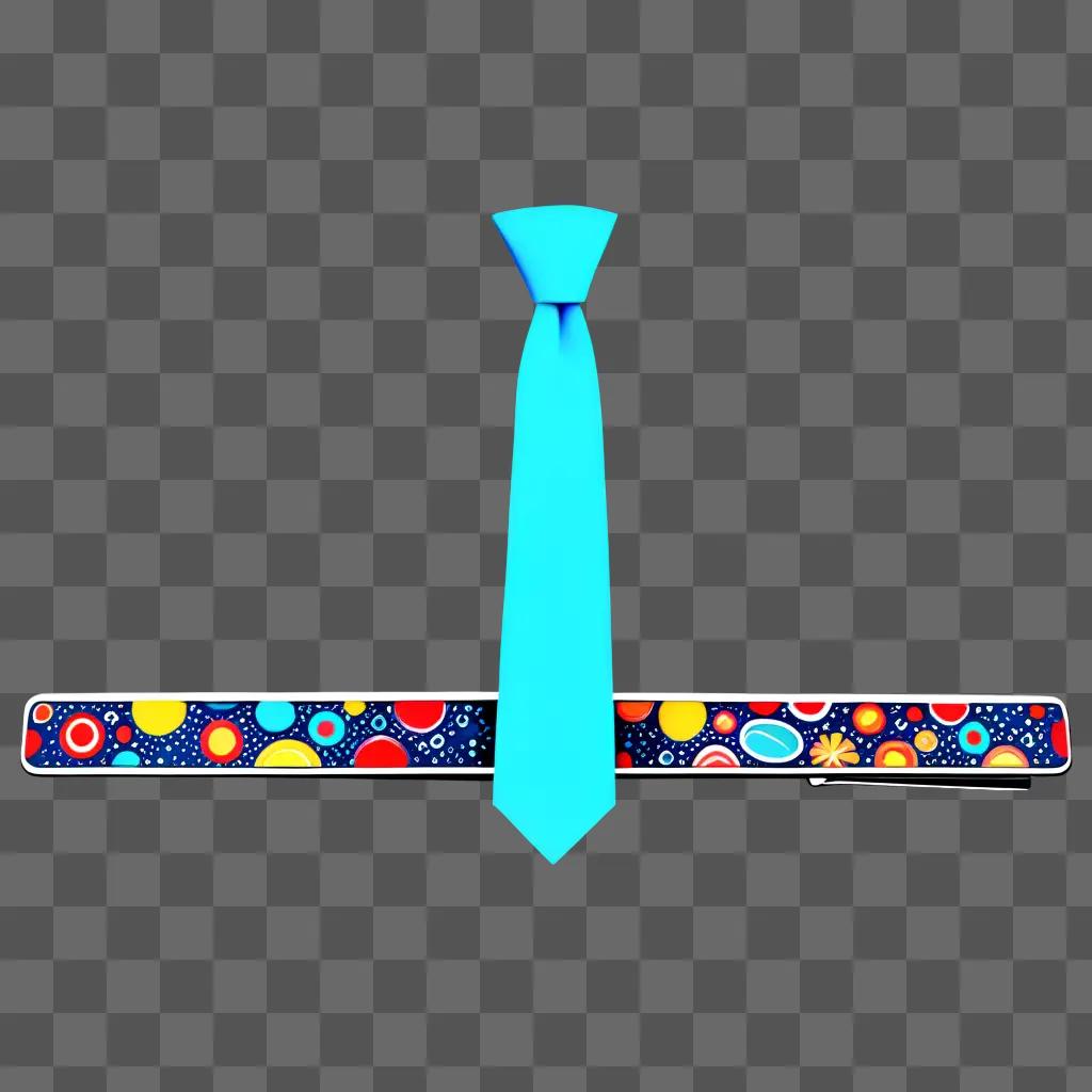 青いネクタイとカラフルなデザインのネクタイクリップアート