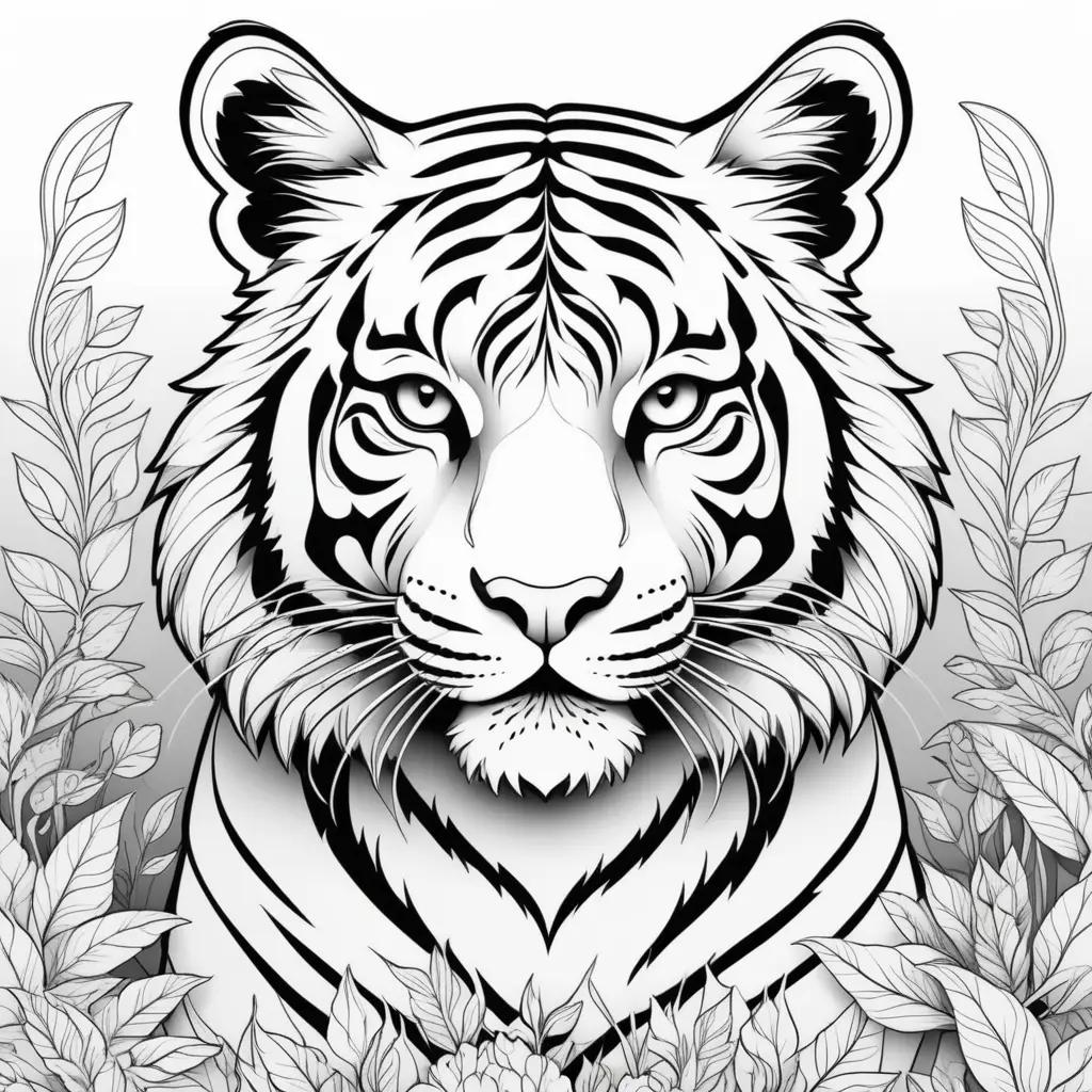 虎のぬりえ:優雅で力強い動物