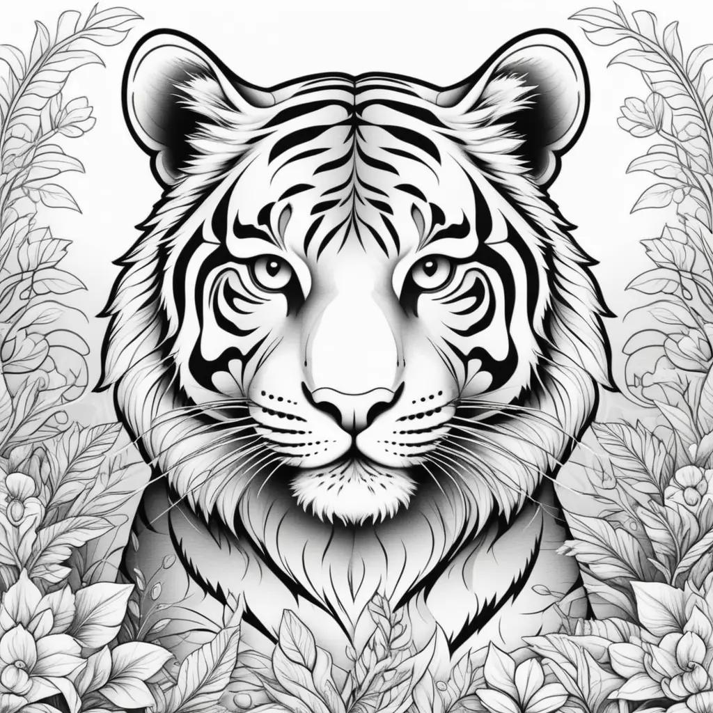 Tiger Coloring Pages: A Black and White Edition