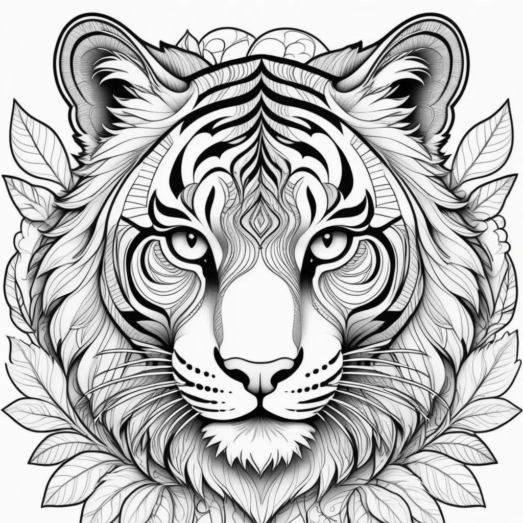 Tiger Coloring Pages: Artful Black and White