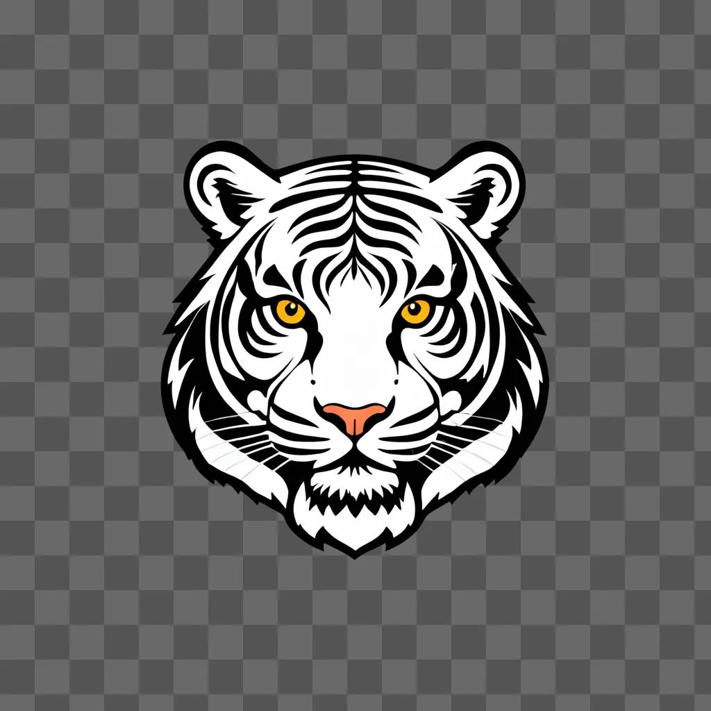 Tiger head on a grey background