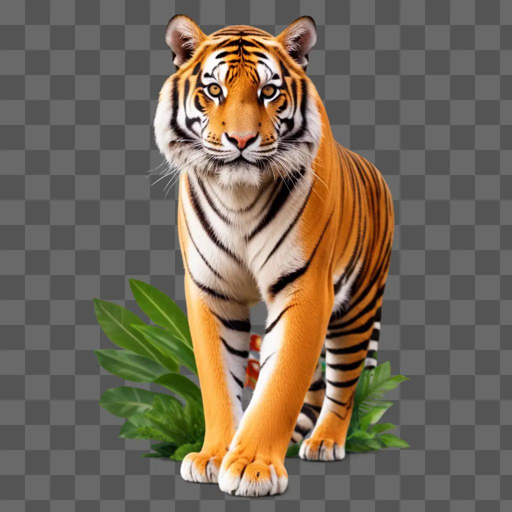 Tiger walking in a forest on a Png image