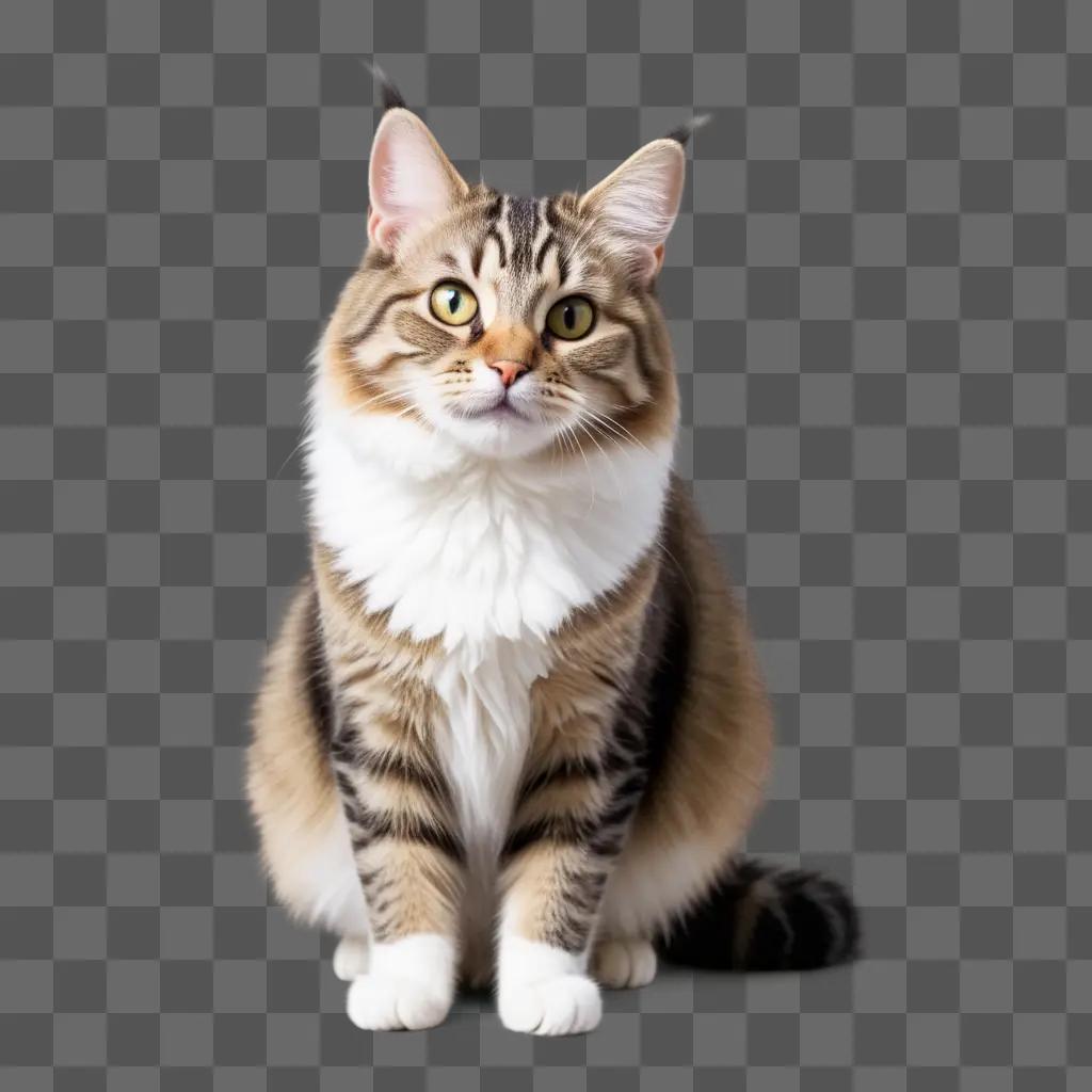 Tiny tabby cat with big ears sitting on a gray surface