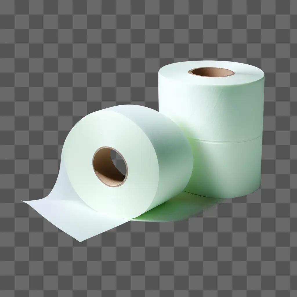 Toilet paper rolls against a white background