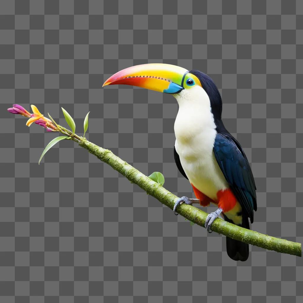 Tongue-out bird perched on a branch