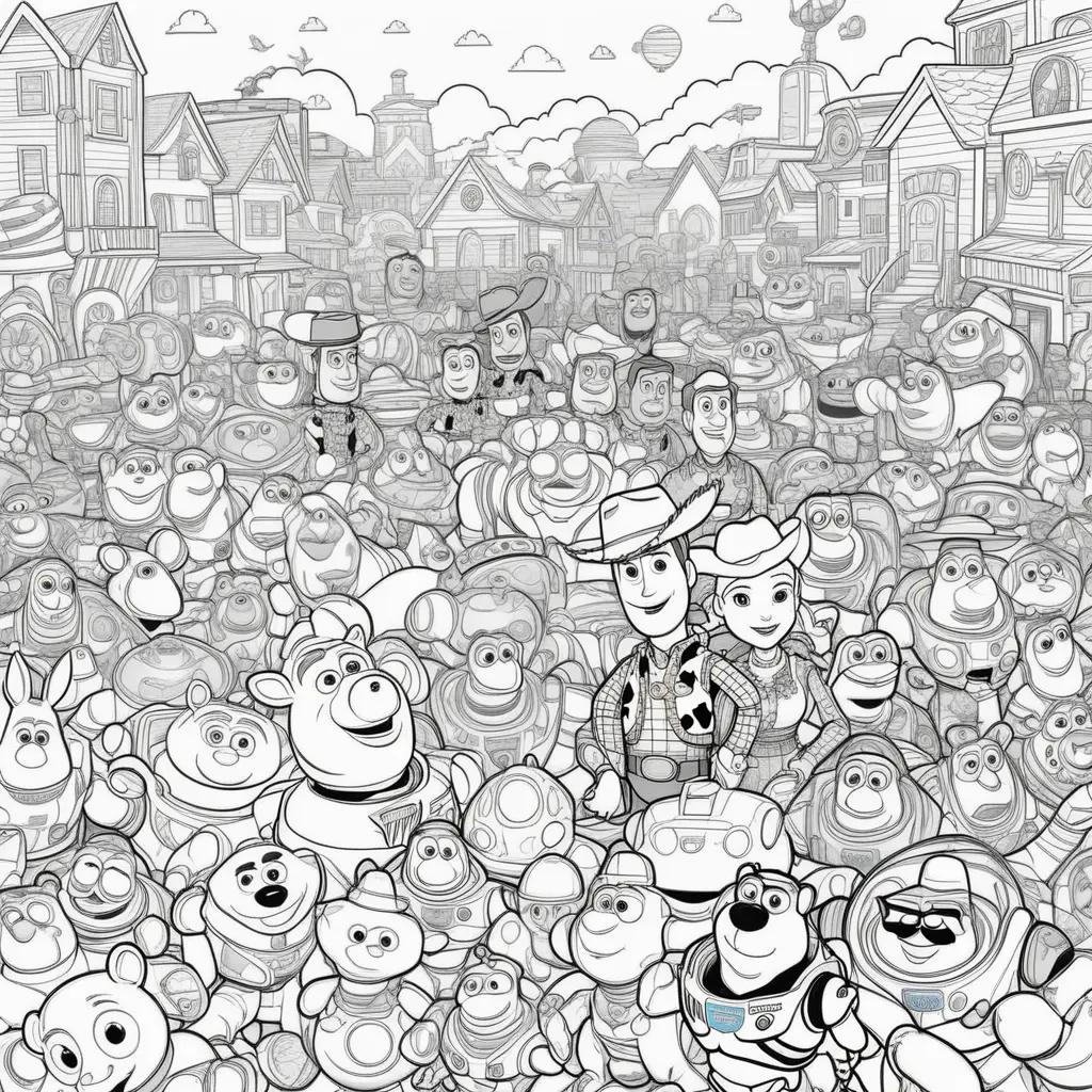 Toy Story Coloring Page with Black and White Colors