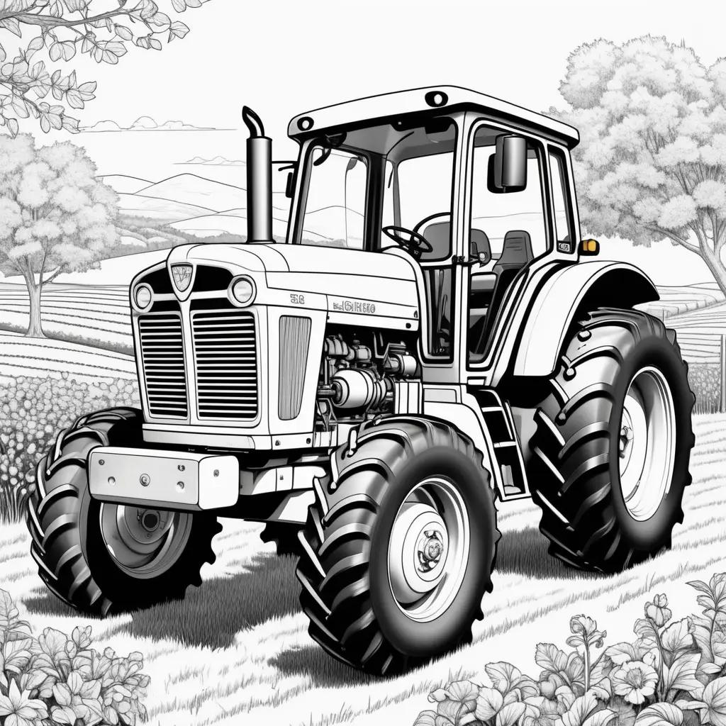 Tractor coloring pages, black and white, drawing