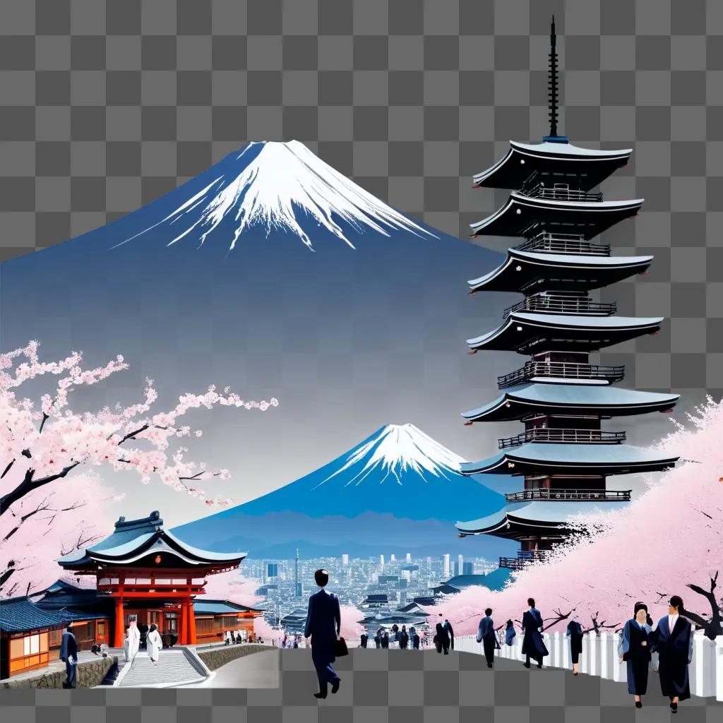 日本の伝統建築と桜