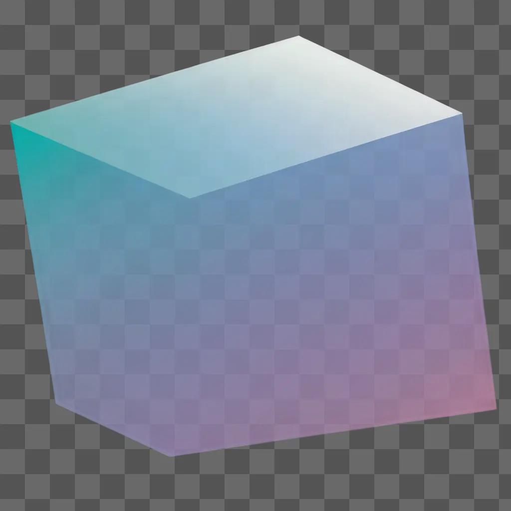 Transparent, blank image with a cube on a blue background