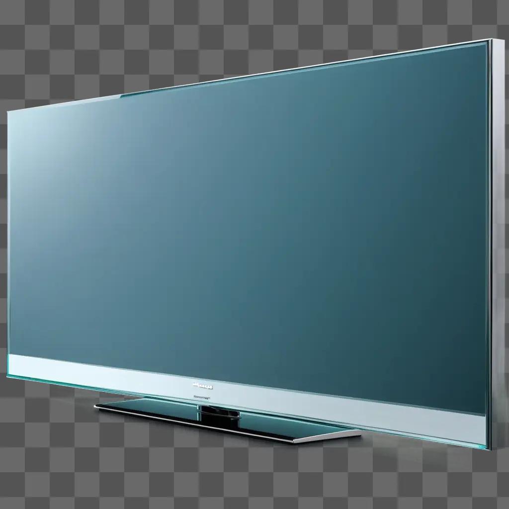 Transparent TV screen against a blue background