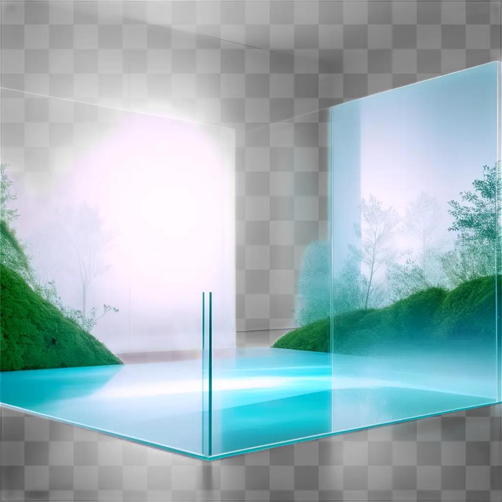 Transparent aesthetic: a glass wall with trees