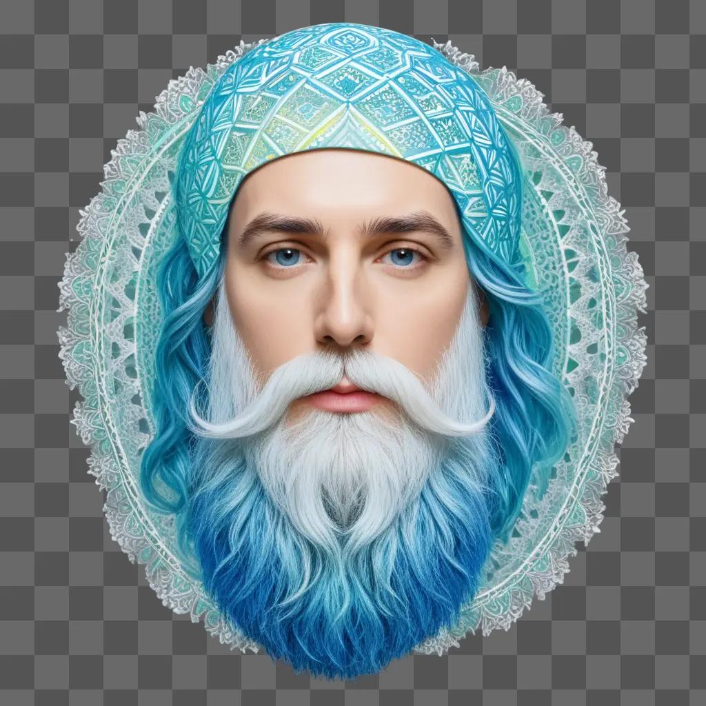 Transparent beard on blue background