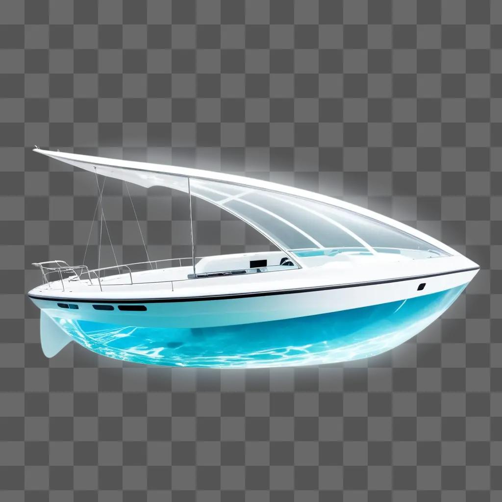 青い水に浮かぶ透明なボート