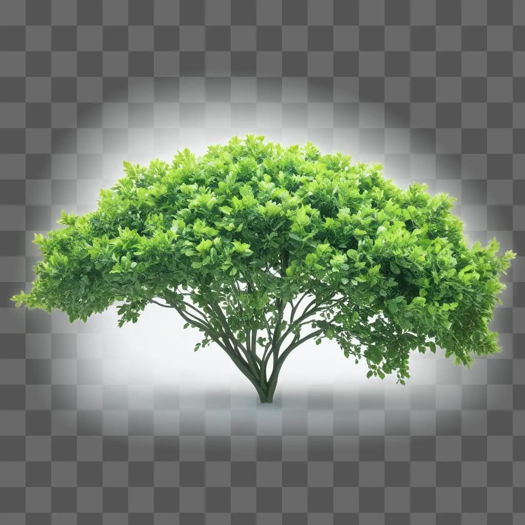 Transparent bush with leaves on a white background