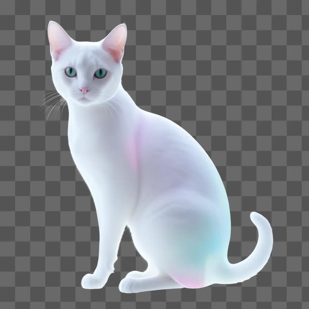 Transparent cat on white background