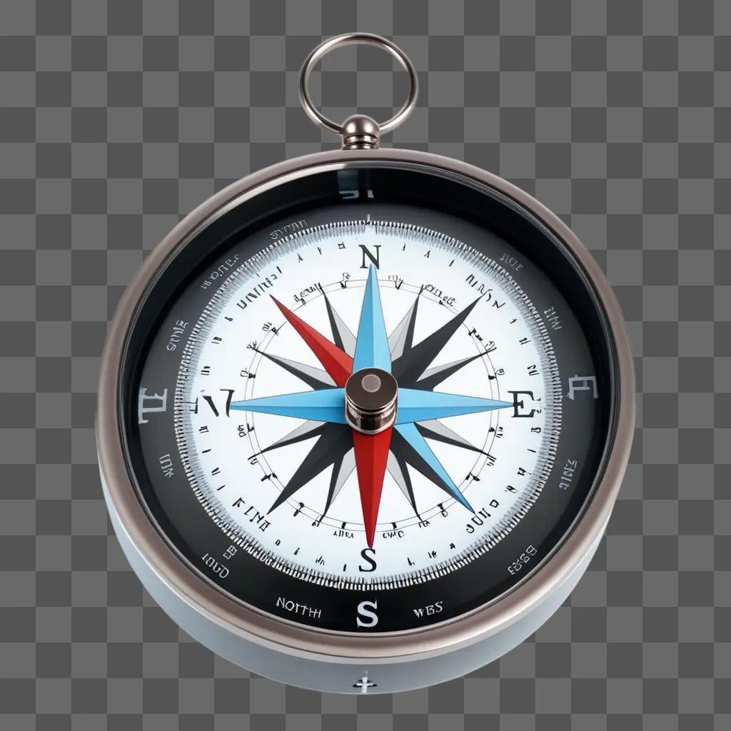 Transparent compass showing directions and compass rose