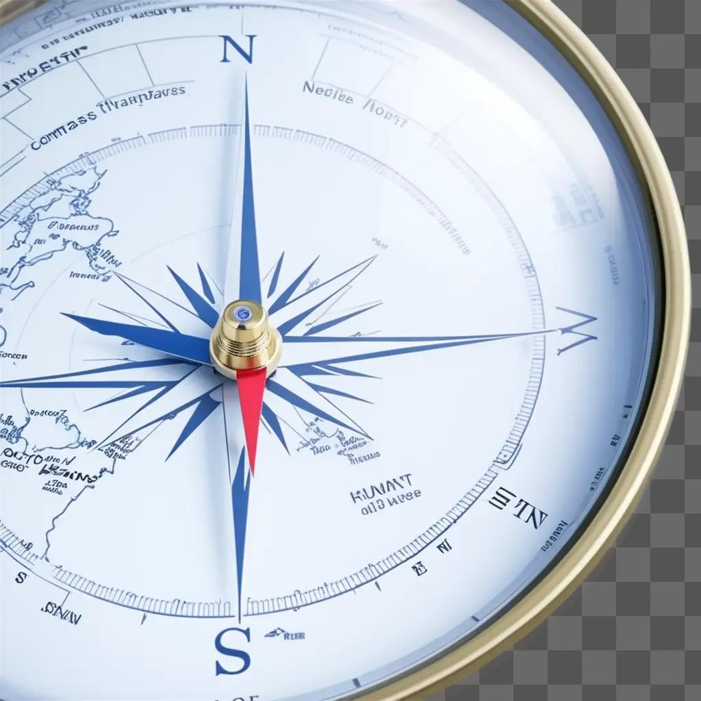 Transparent compass shows directions and locations