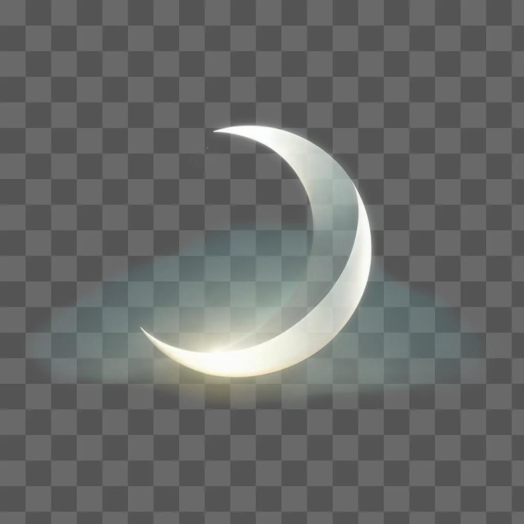 Transparent crescent moon on a white background