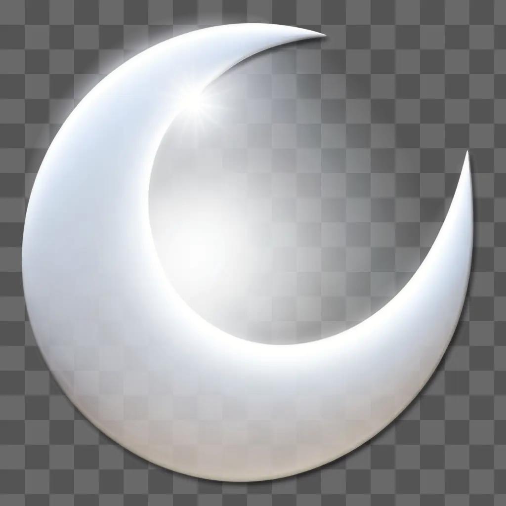 Transparent crescent moon on white background