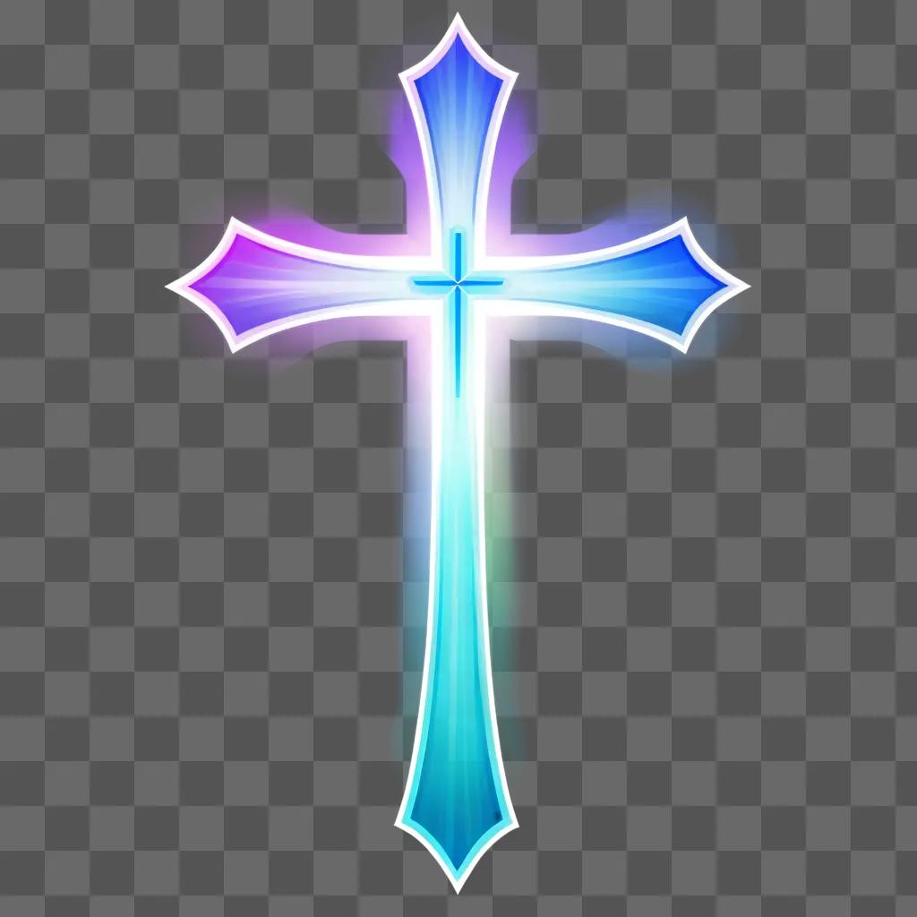 Transparent cross design on a blue background