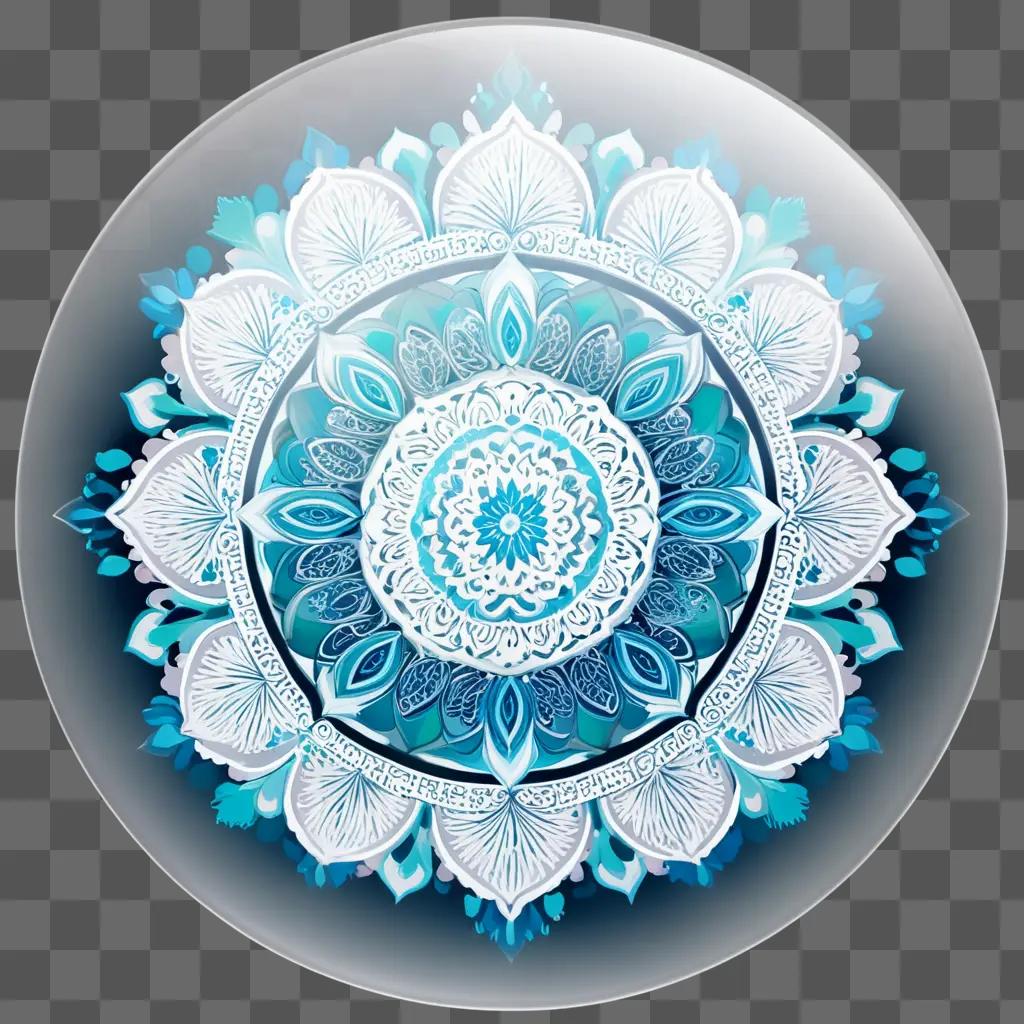 Transparent design with floral elements on a blue background