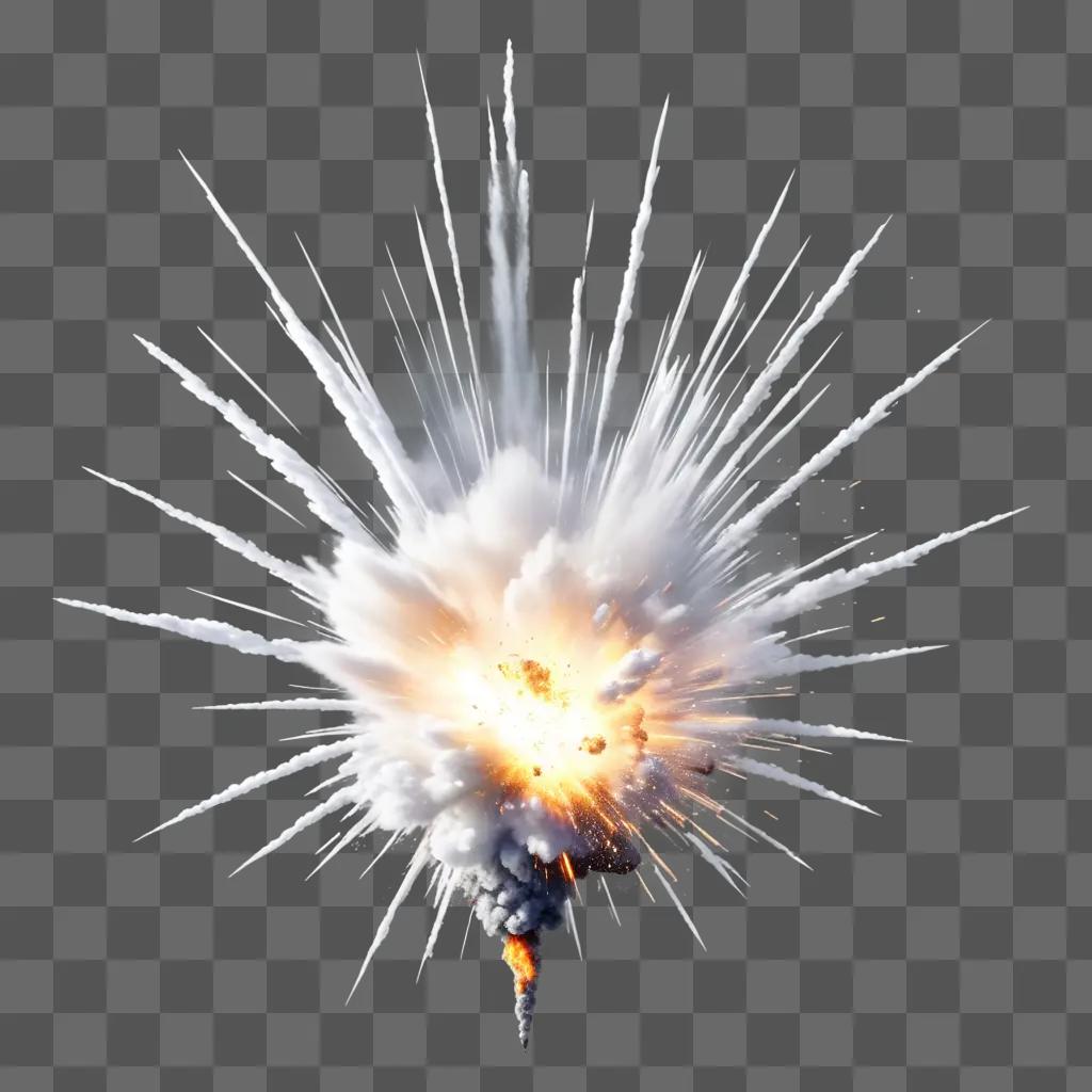 Transparent explosion of a fireball with a white cloud