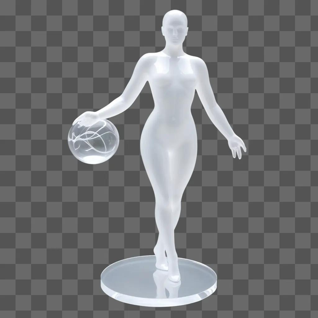 Transparent figure with ball on display