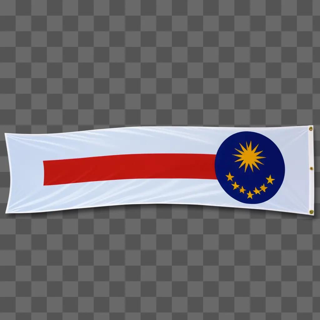 Transparent flag with star and red stripe