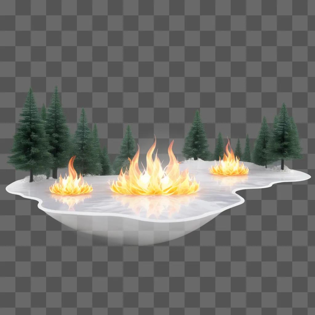 Transparent flames create a winter wonderland