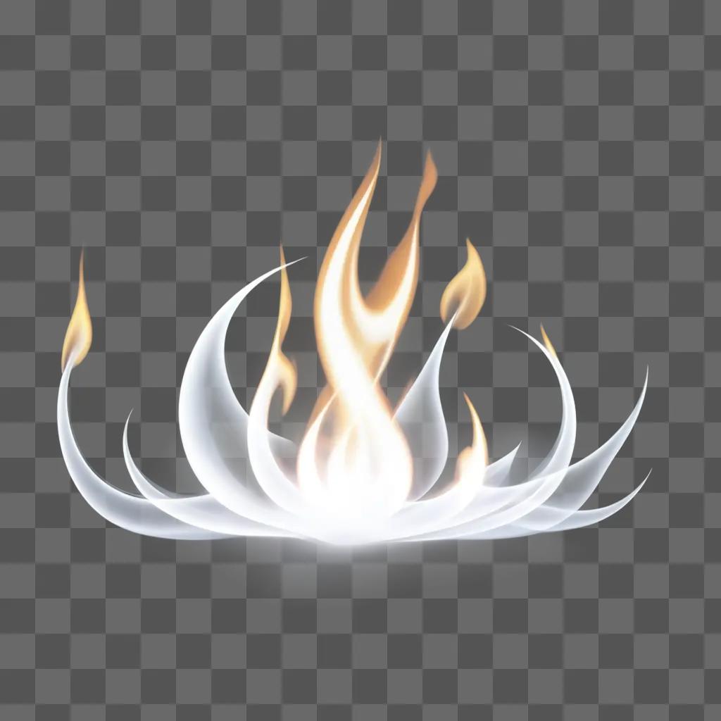 Transparent flames on a white background