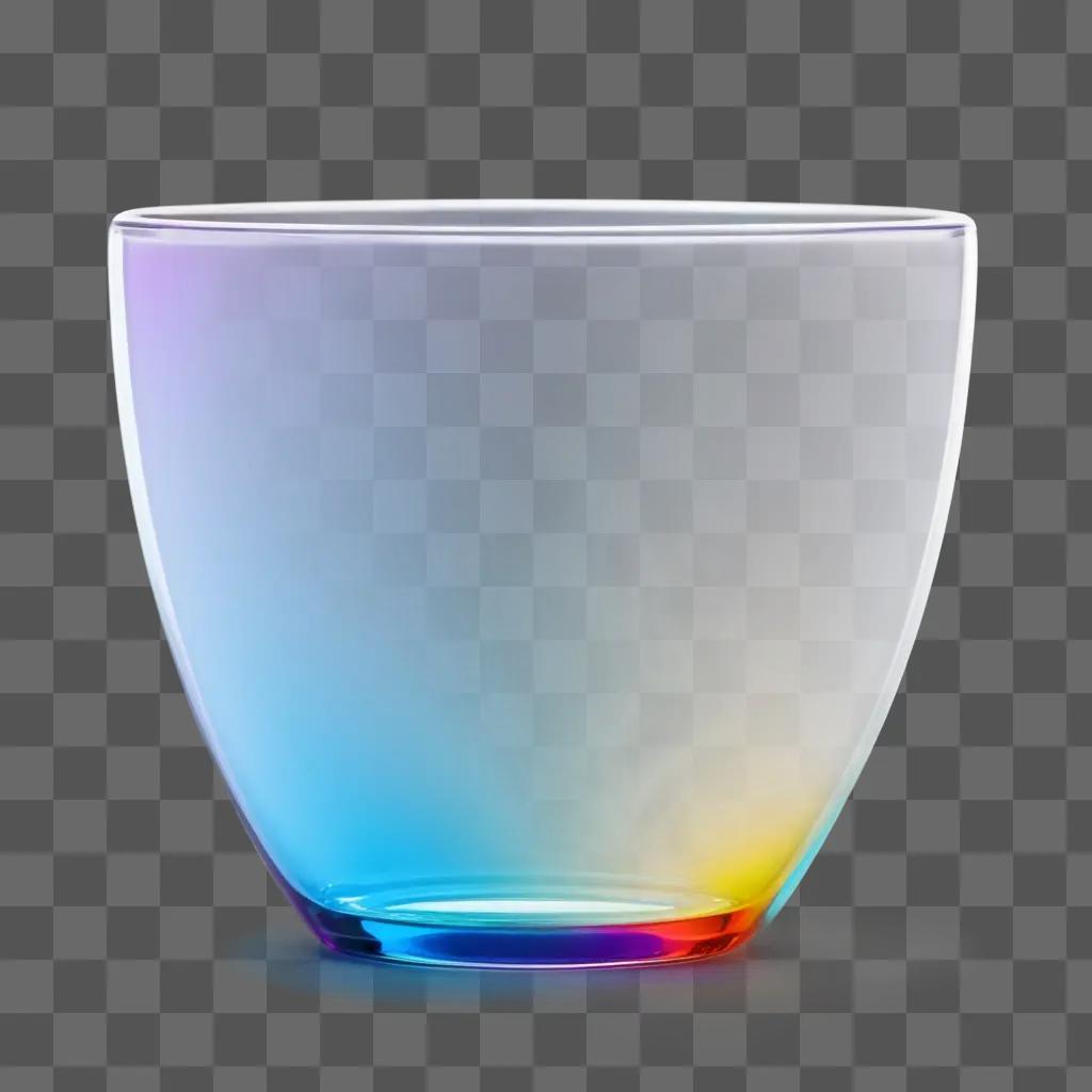 色とりどりの輝きを持つ透明なガラスカップ