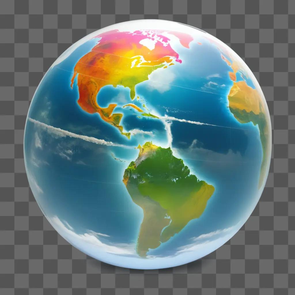 Transparent globe showing the worlds continents