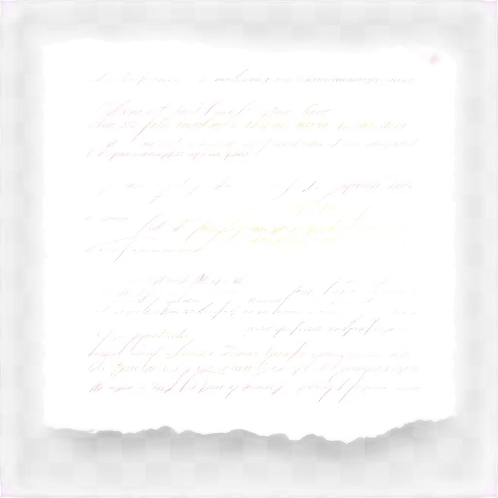 Transparent handwriting on a white background