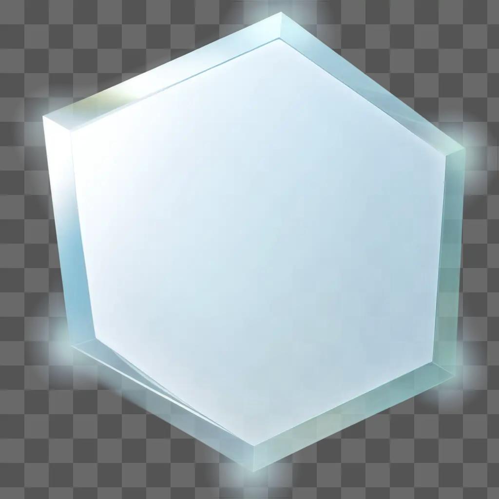 Transparent hexagon frame on a blue background