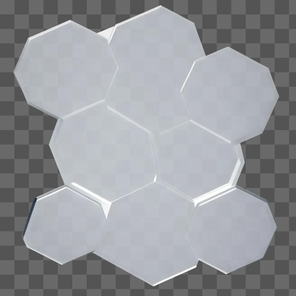 Transparent hexagon shape in a white background