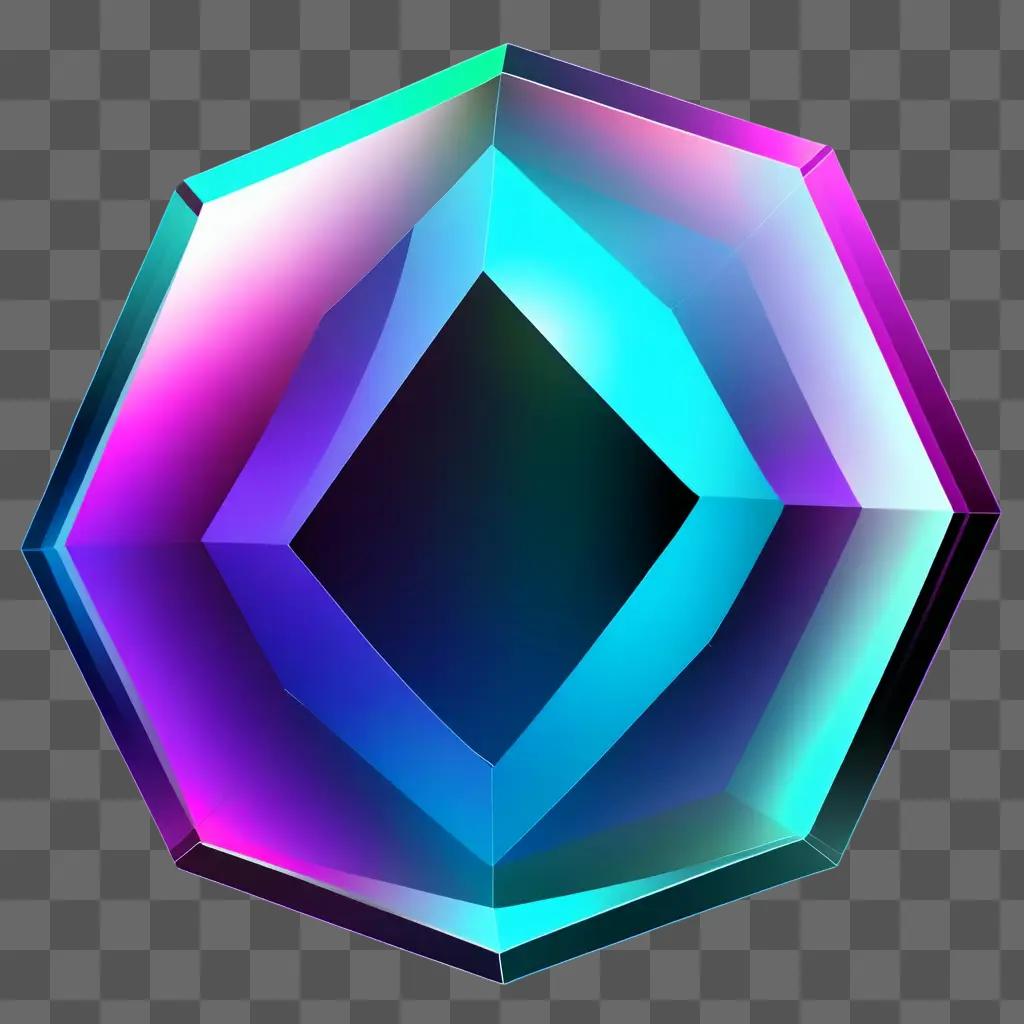 Transparent hexagon with a colorful background