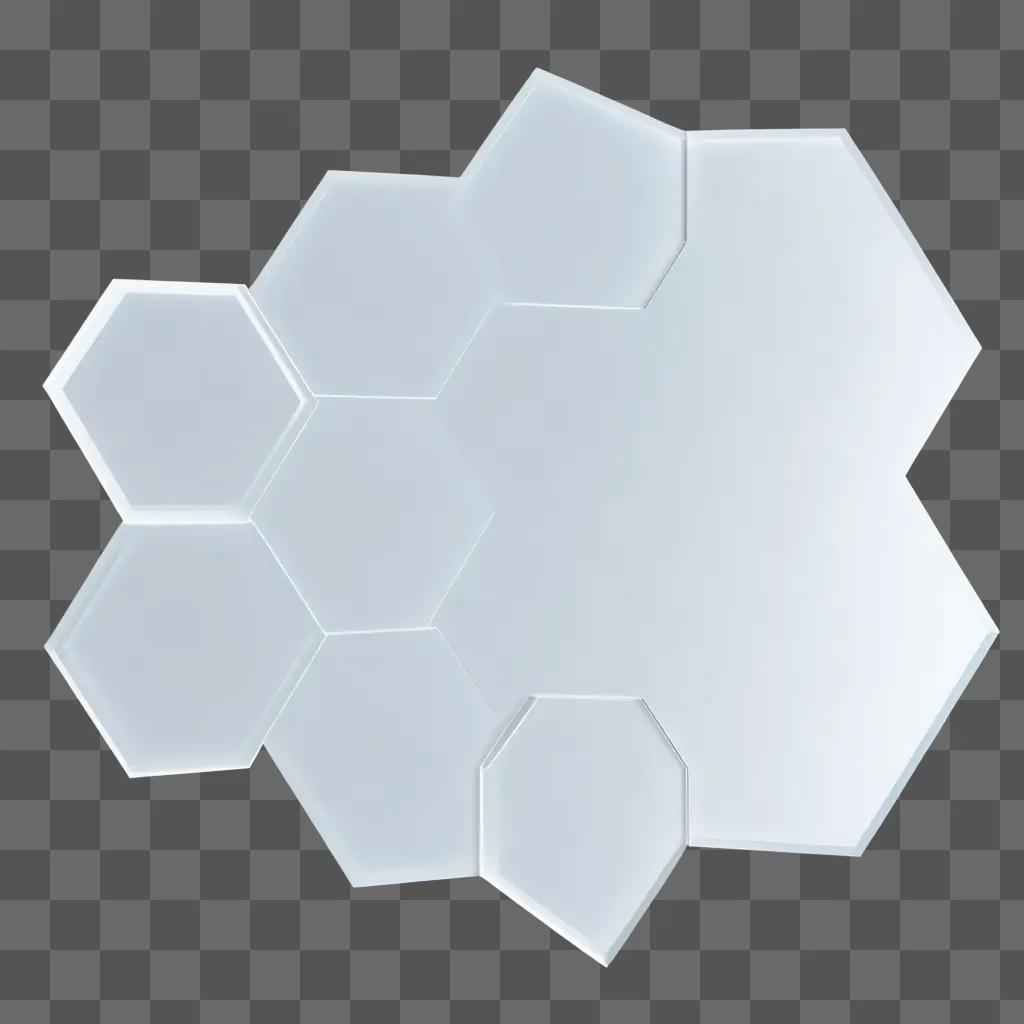 Transparent hexagonal shapes on a white background