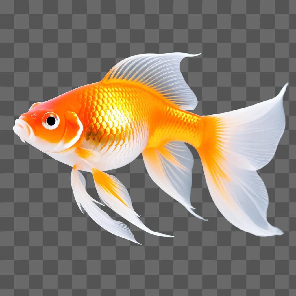 Transparent image of a fish with gold fins