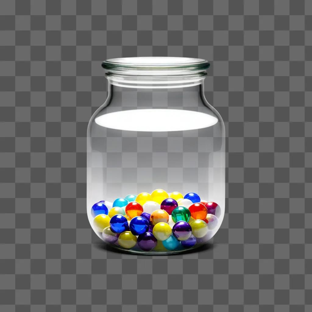 Transparent jar filled with colorful balls