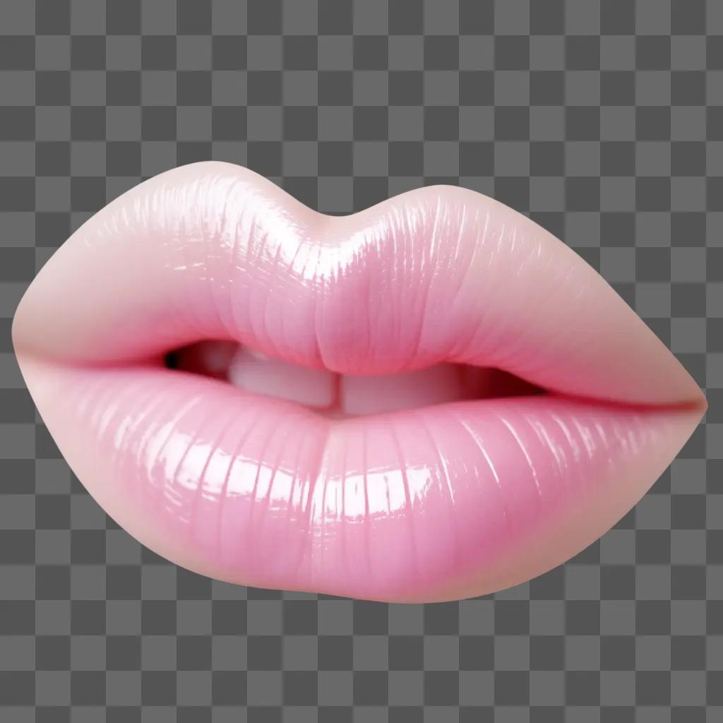 Transparent lips on a pink background