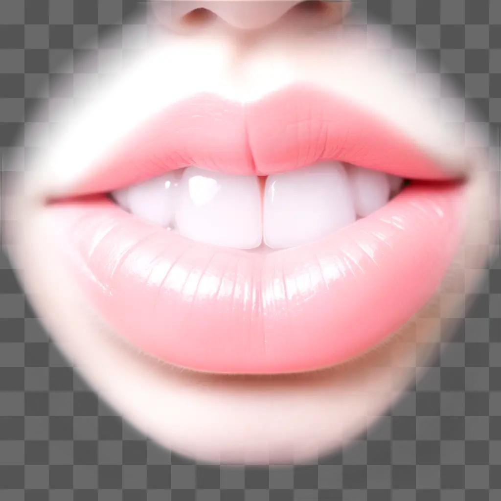 Transparent lips with pink teeth