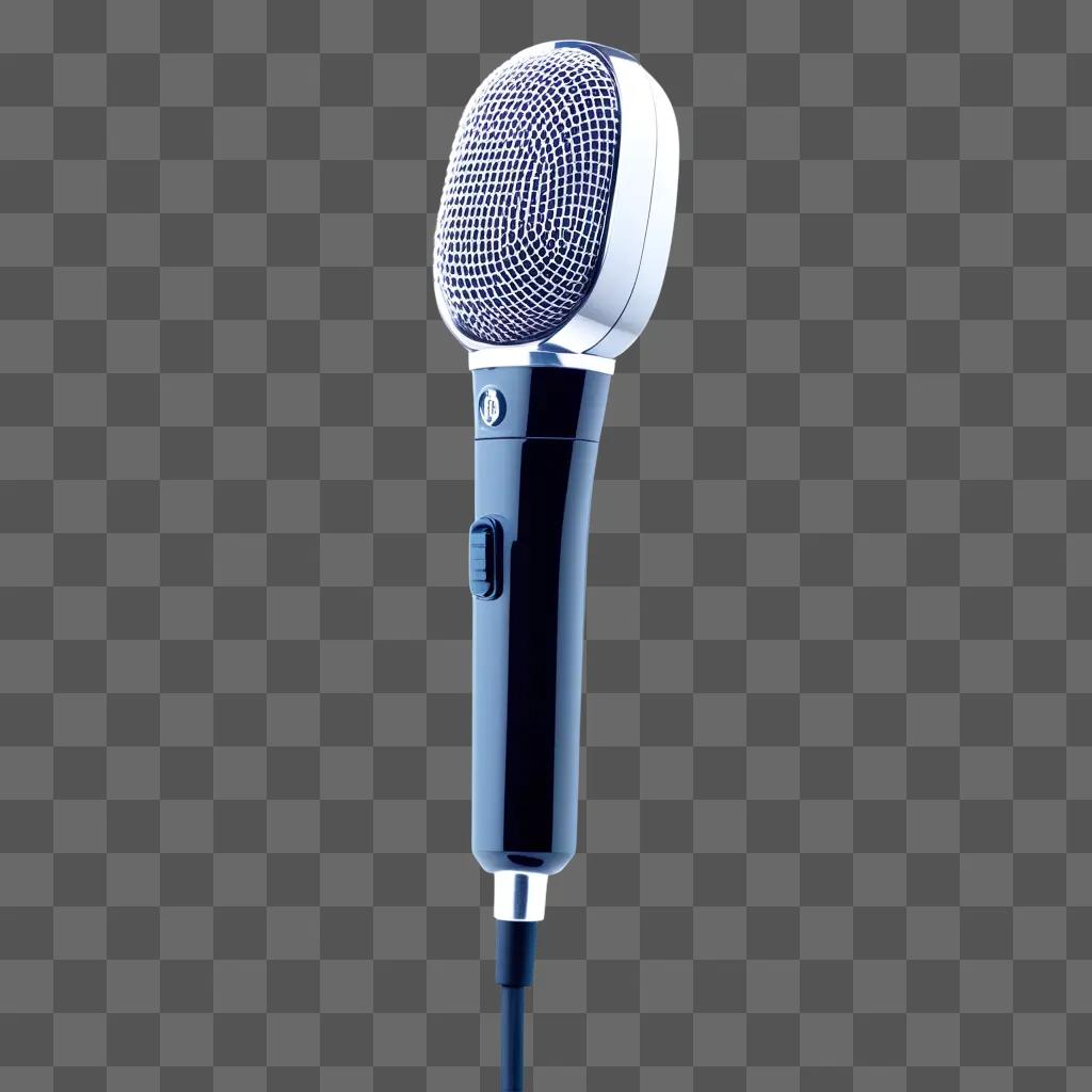 Transparent microphone in the dark blue background