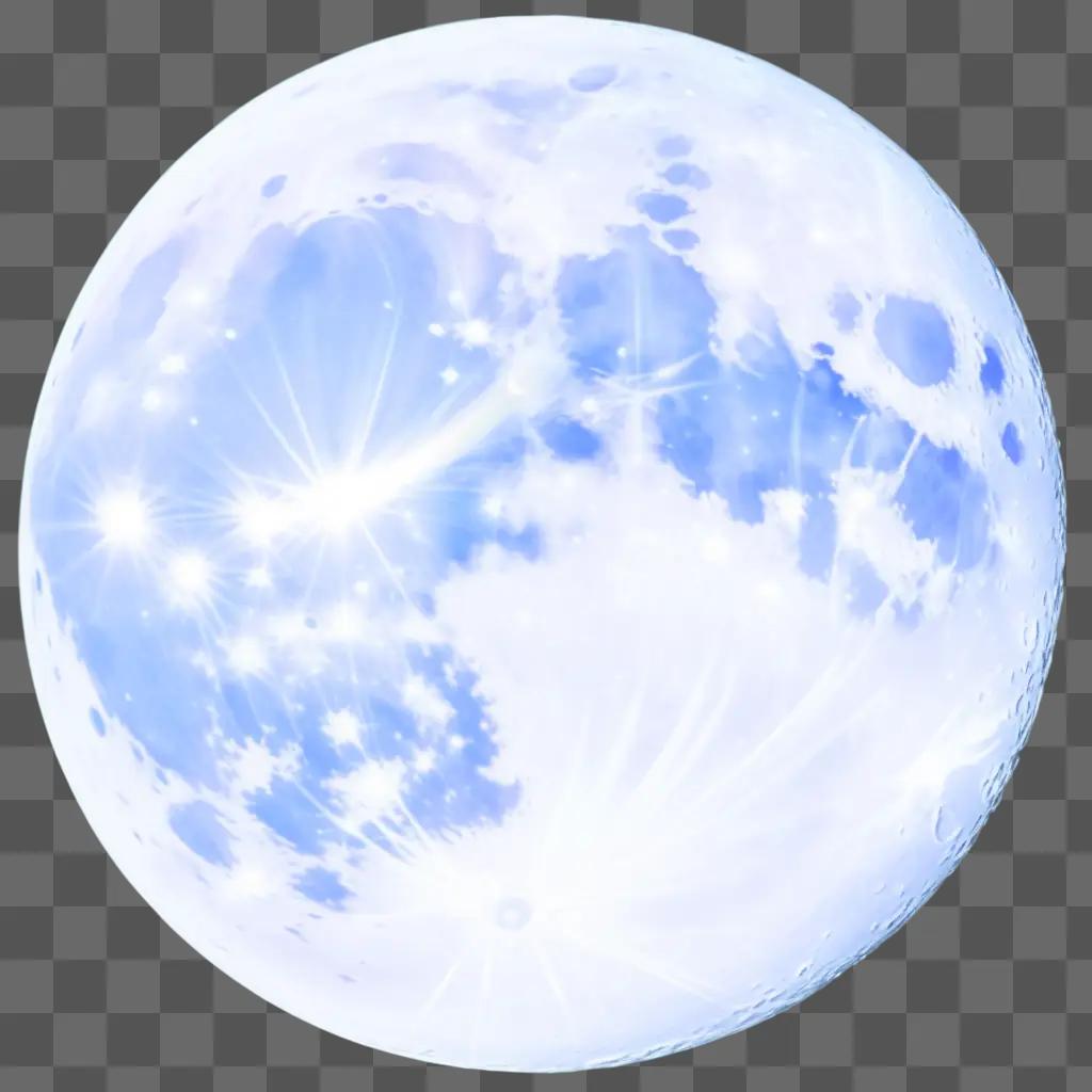 Transparent moon with starry sky